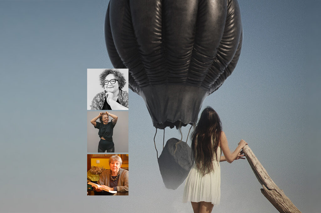 Frau vor einem Heißluftballon Portraits von Angie Berber, Tanja Peters und. Rotraud Perner
