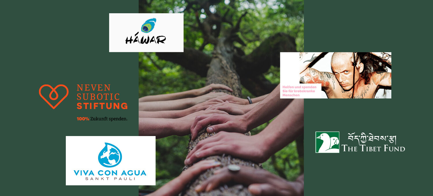 Hilfsorganisationen im Überblick: Hawar, Neven Subbotic Stiftung, Viva con Aqua, JaCarl Jakob Haupt, Tibet Fund